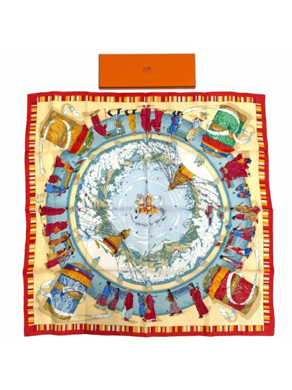 Hermes Prieres AU Vent Prayer in the Wind Silk 100% Carre 90 Scarf